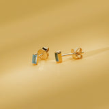 minimalistic design handmade natural blue topaz gemstone studs