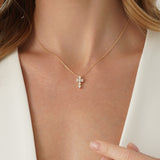 Oval Diamond Cross Necklace, Lumirelle