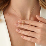 Oval Diamond Cross Necklace, Lumirelle