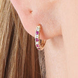 Alternating Diamond and Ruby Hoop Earrings, Thessanora