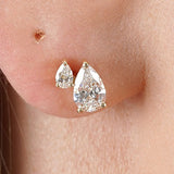 Double Pear Diamond Stud Earrings, Loravienne