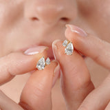 Double Pear Diamond Stud Earrings, Loravienne