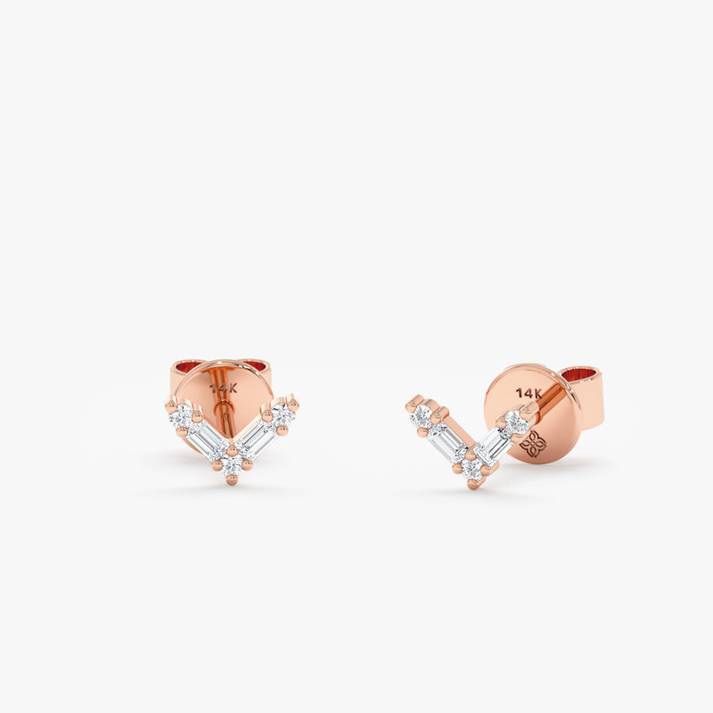 handmade 14k solid rose gold petite earring studs