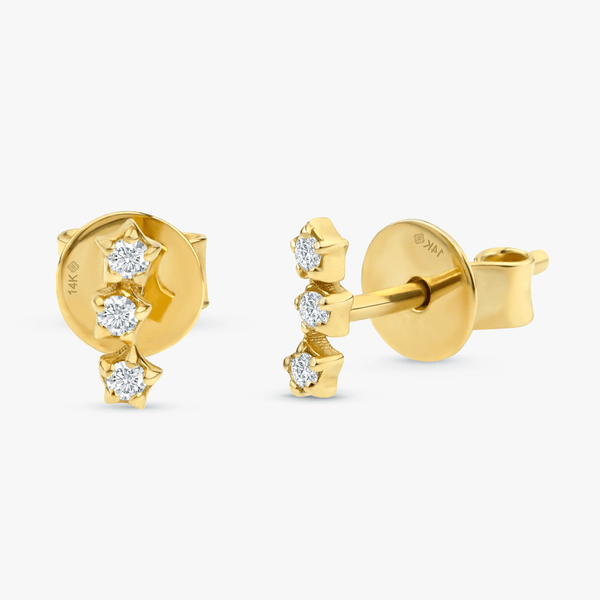 yellow gold natural diamond star studs