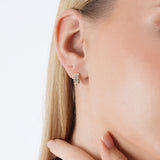 Emerald Cut Lab Grown Diamond Hoop Earrings, Vionelisse