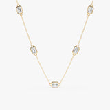 Emerald Cut Diamond Station Necklace, Evaloria