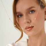 Emerald Cut Diamond Station Necklace, Evaloria