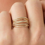 Solid Gold Multi-Row Statement Band, Thessiva
