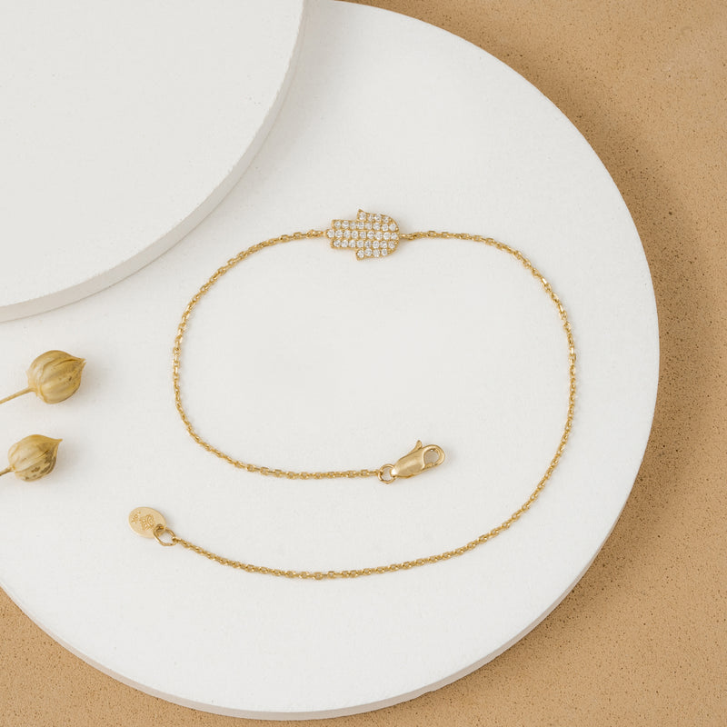 Pave Diamond Hamsa Hand Bracelet, Sera