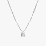 handcrafted solid 14k White Gold Single Diamond Necklace