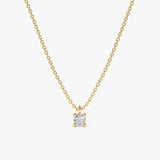 handmade solid Yellow Gold Single Diamond Necklace