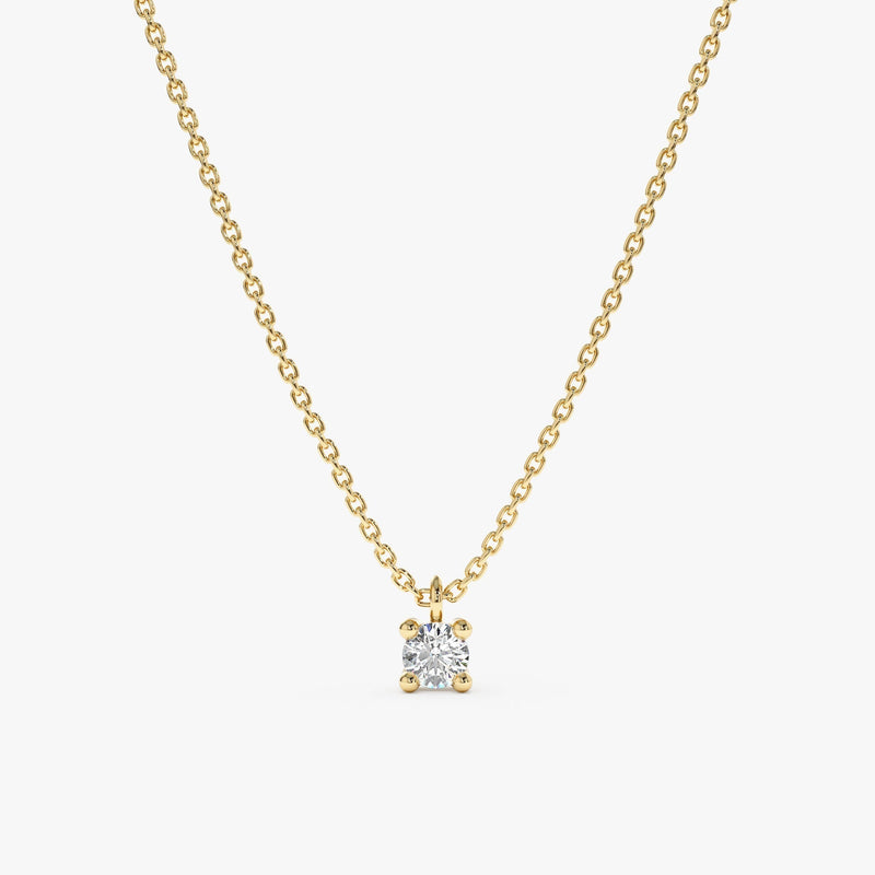 handmade solid Yellow Gold Single Diamond Necklace
