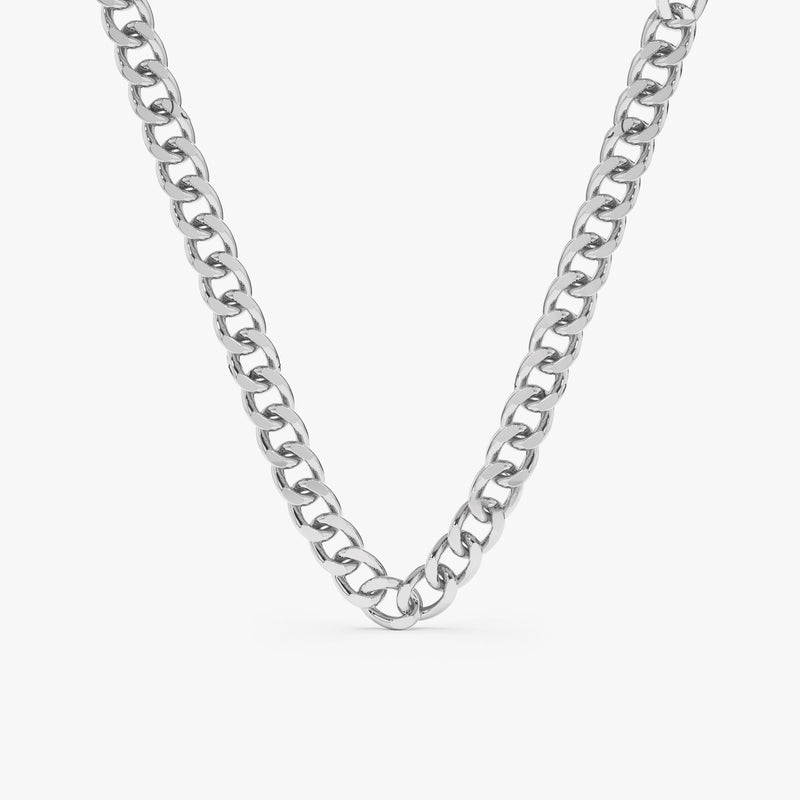 White Gold Thick Cuban Chain Necklaces