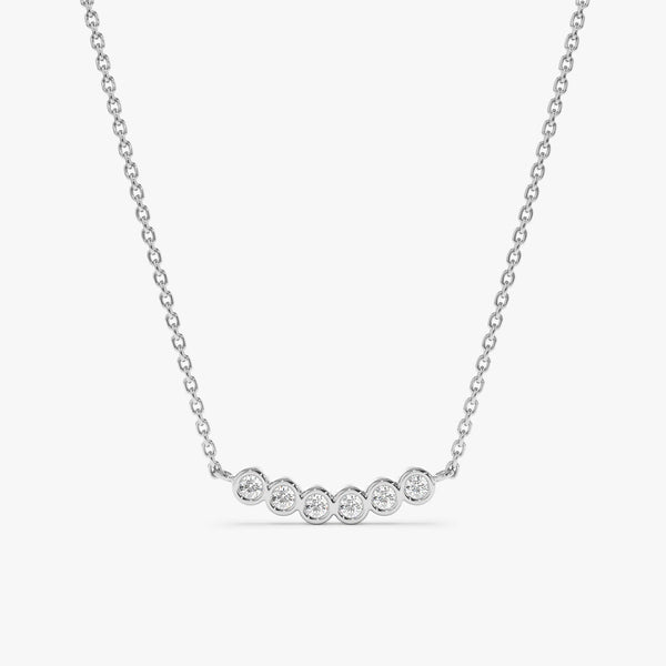 handcrafted 14k solid White Gold Natural Diamond bar Pendant necklace