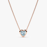 handcrafted solid 14k rose gold blue aquamarine heart pendant necklace