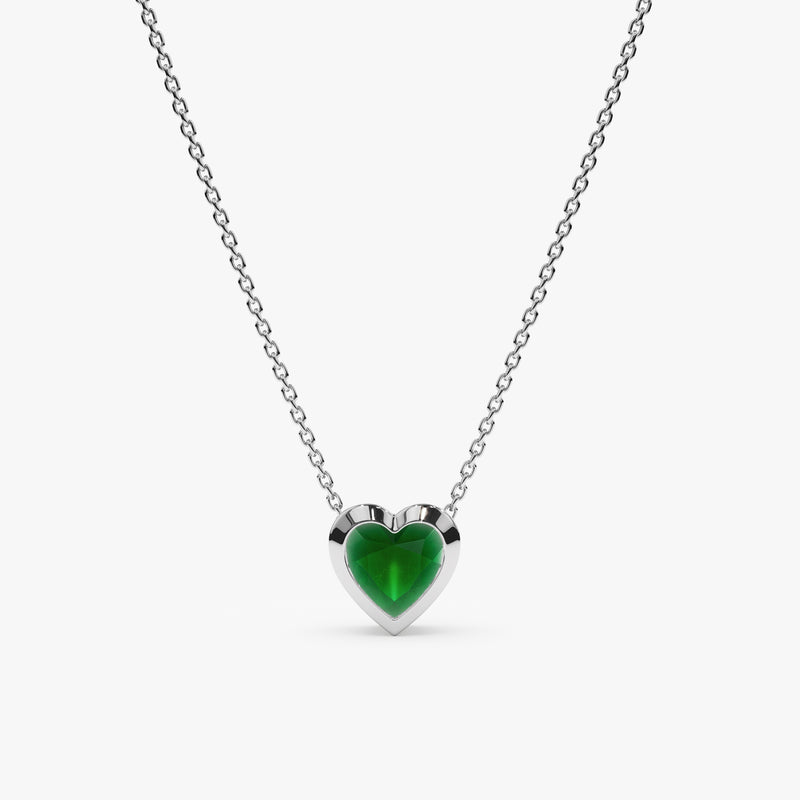 white gold may birthstone heart necklace