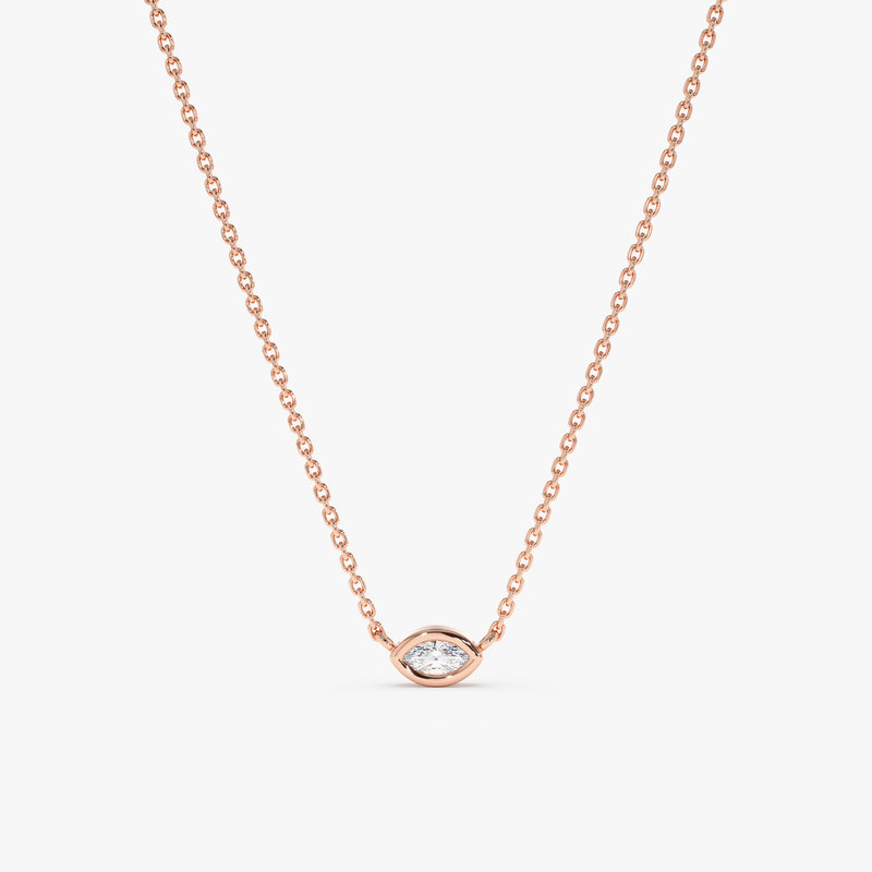14k rose gold minimalistic protection eye pendant necklace