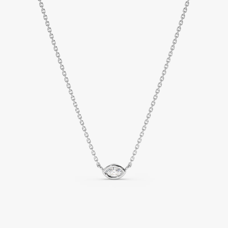 solid 14k white gold petite diamond eye pendant