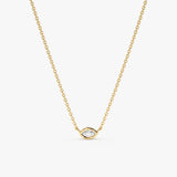 solid yellow gold mini marquise diamond eye necklace