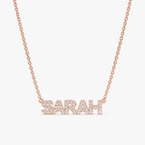 rose gold personalized name necklace with natural diamonds