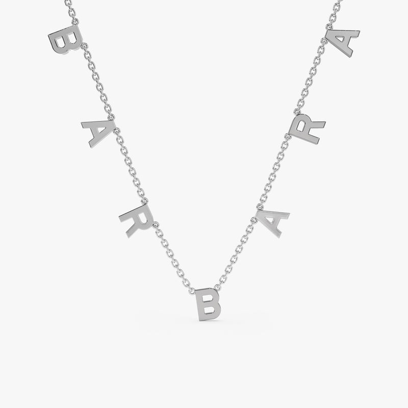 white gold capital letter name charms necklace