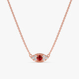 rose gold diamond ruby eye pendant necklace