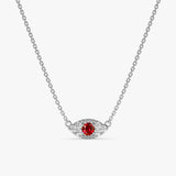 cable chain solid white gold evil eye ruby diamond pendant