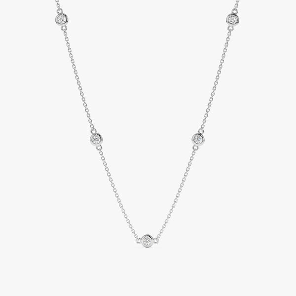 White Gold Diamond By The Yard Necklace