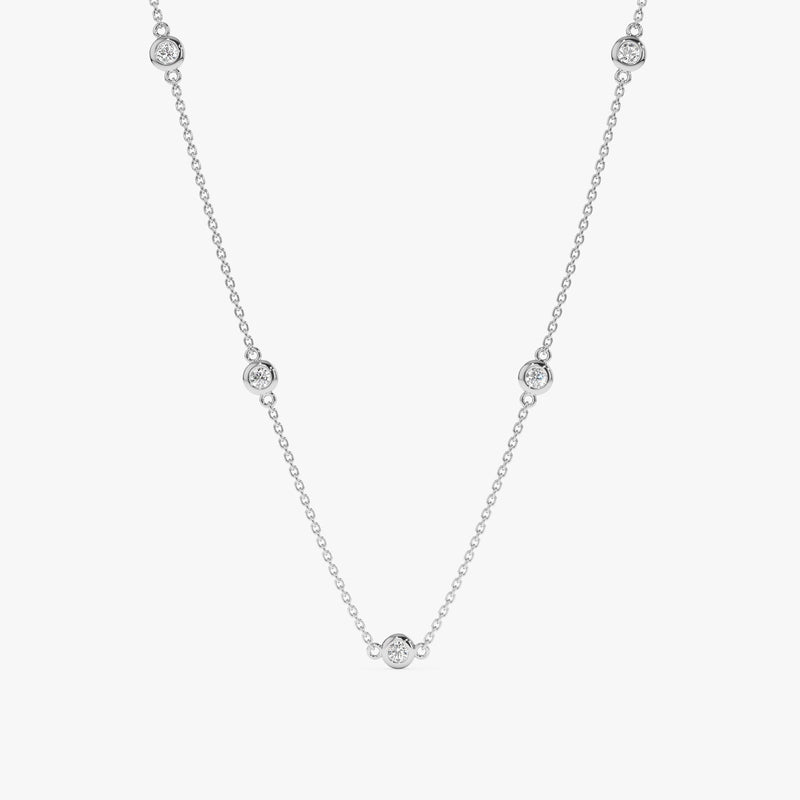 White Gold Diamond By The Yard Necklace