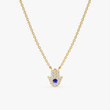 Sapphire and diamond Hamsa necklace in gold