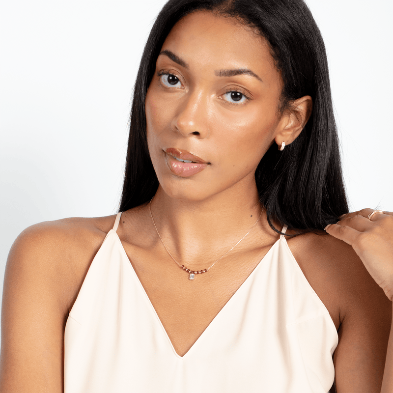 Ruby Beaded and Lab Grown Diamond Necklace, Evanthe