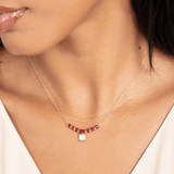 Ruby Beaded and Lab Grown Diamond Necklace, Evanthe