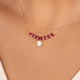 Ruby Beaded and Lab Grown Diamond Necklace, Evanthe