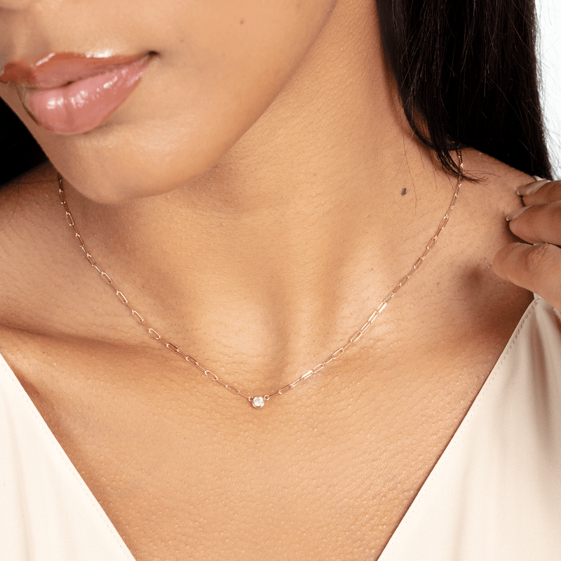 Natural Diamond Paperclip Necklace, Nymia