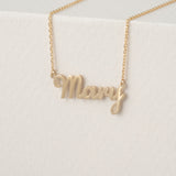 Solid Gold Script Font Name Necklace, Chloe