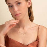 dainty love letters charm necklace with  natural diamonds in solid gold for her