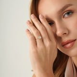 Vintage Style Oval Diamond Beaded Engagement Ring, Azeliora