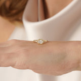 Vintage Style Oval Diamond Beaded Engagement Ring, Azeliora