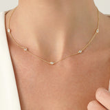 Oval Diamond Bezel Station Necklace, Caeloria