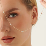 Oval Diamond Bezel Station Necklace, Caeloria