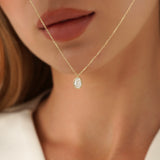 Oval Diamond Solid Gold Necklace, Yliantha