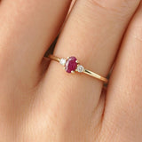Solid Gold Oval Ruby ring with Diamond Accents, Novae