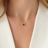 Pear Shape Solitaire Sapphire Necklace, Zoelle