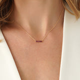 Solid Gold Ruby Bar Necklace, Lyriavelle