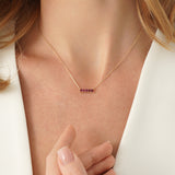 Solid Gold Ruby Bar Necklace, Lyriavelle