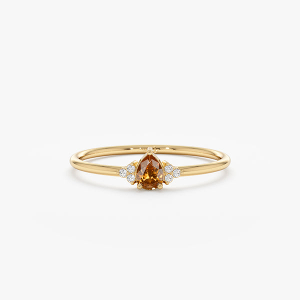 yellow gold citrine diamond ring