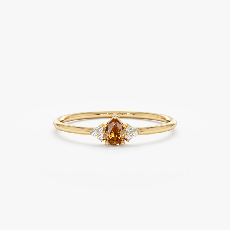 yellow gold citrine diamond ring