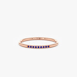 rose gold petite ring with blue gems