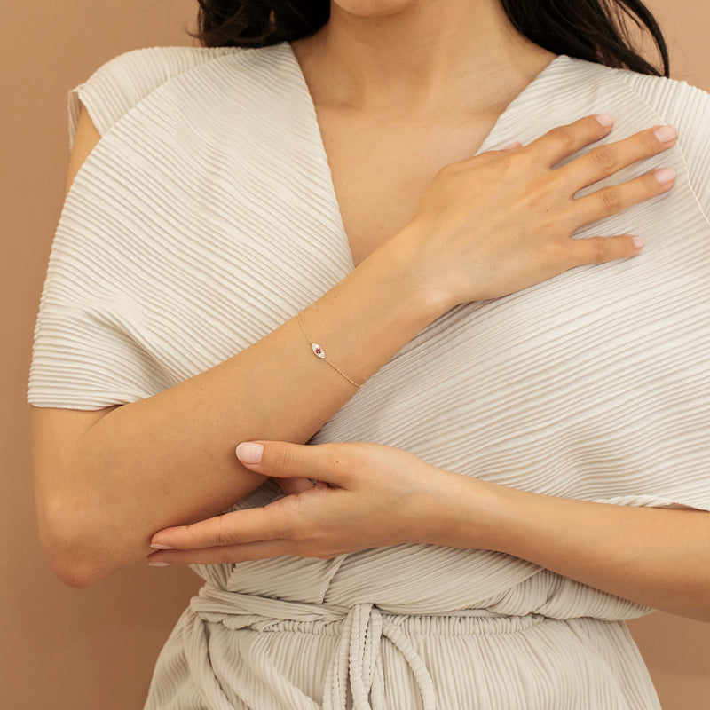 july and april birthstones in eye design bracelet