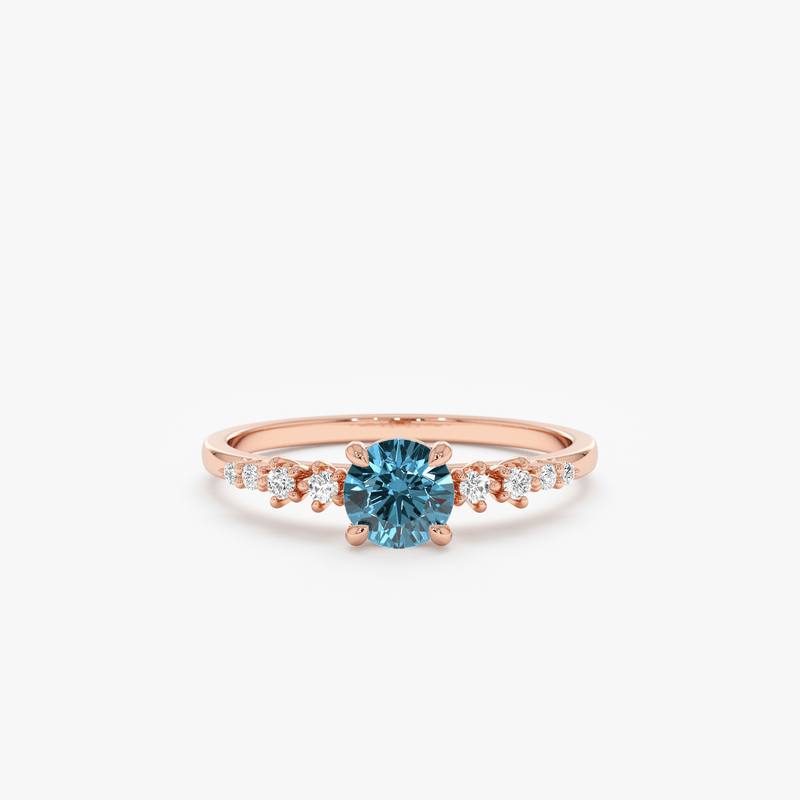 dainty december birthstone topaz engagement ring in rose gold